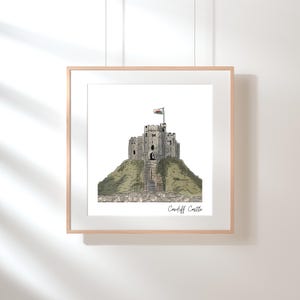 Impresión en acuarela del Castillo de Cardiff: Arte galés (Descarga digital)