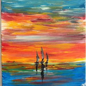 Sunset Sailboat, 11x14" acrylic on canvas by London
