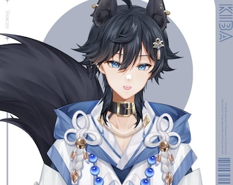 Live2D Public Premade Model VTuber | wolf | 【Kiba】 | Over 10 expressions