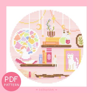 Pastel Witch - Cross stitch pattern PDF