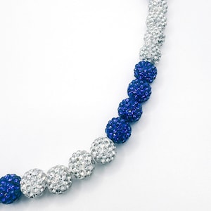 Rhinestone Bead Necklace -  sparkle Necklace - Mix of blue and white - Personalized Necklaces - Baseball drip