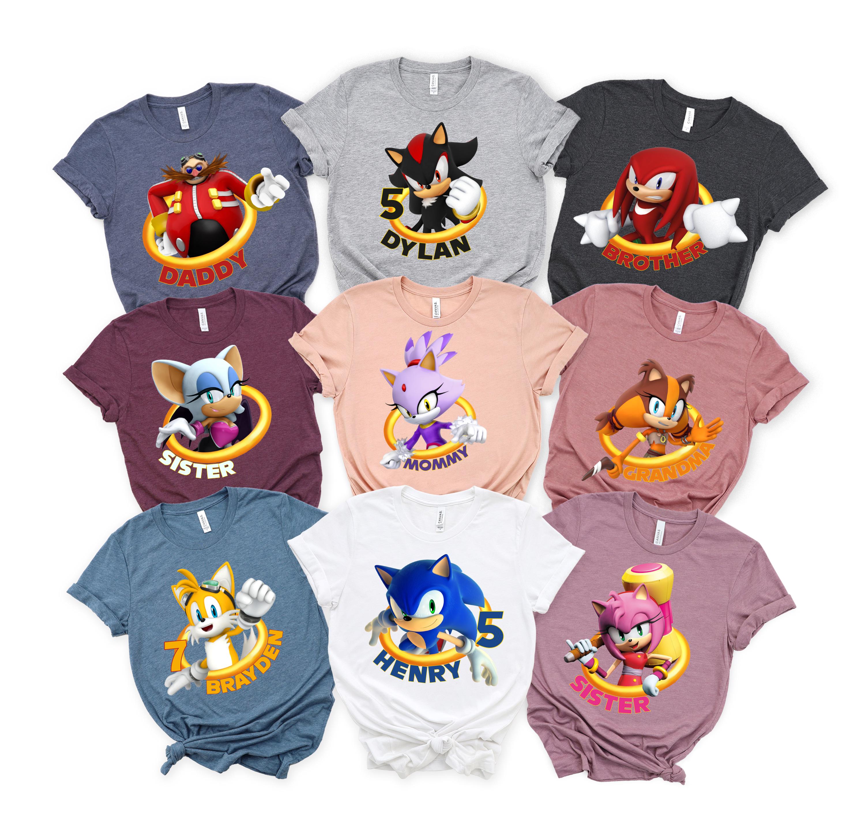 Chemise d'anniversaire Sonic personnalisée, chemise d'anniversaire Sonic, chemise d'anniversaire Sonic The Hedgehog personnalisée, chemise de famille fête d'anniversaire Sonic