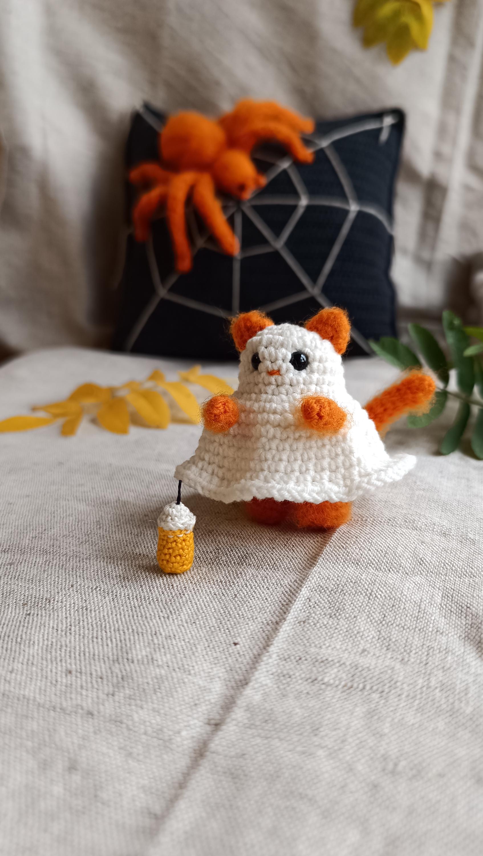 Halloween Outdoor Decorations, Crochet Pumpkin And Ghost