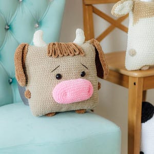 Crochet pattern bull, amigurumi bull, crochet pillow pattern, crochet pattern cow, amigurumi cow, crochet toy pattern, crochet pillow decor