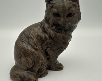 Vintage grijs krijtgoed Cat Kitty-beeldje decor snuisterij