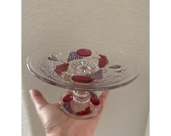 Westmoreland handgemaakt glas Della Robbia Flashed Mint Compote