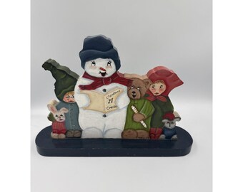 Handbeschilderd 2005 Christmas Carolers Trio Wood Wall Shelf Sitter