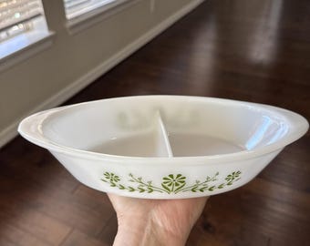 Ovale glasbake groene Crazy Daisy Divided braadpan J2352