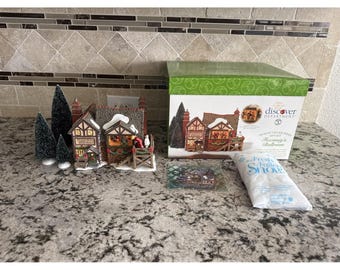 Set regalo vintage Dept. 56 della serie Dickens Village con la sala da ballo animata di Fezziwig.