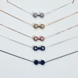 Dumbbell Necklace, Workout Jewelry, Strong Woman Necklace, Fitness Necklace, Weightlifting Jewelry, Gym Rat Workout Gift Mother&#39;s Day Gift