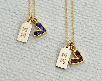 Sigma Kappa Necklace, Sigma Kappa Heart Necklace, Sigma Kappa Sorority Jewelry, Sigma Kappa Sorority Gift, Big Little Sorority Gift