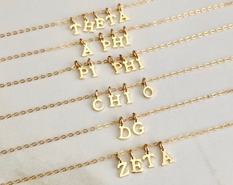 Sorority Letter Necklace, Sorority Necklace, Sorority Jewelry, Sorority Charm Necklace, Sorority Initiation Gift, Big Little Sorority Gift