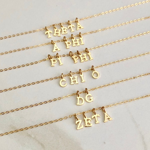 Sorority Letter Necklace, Sorority Necklace, Sorority Jewelry, Sorority Charm Necklace, Sorority Initiation Gift, Big Little Sorority Gift