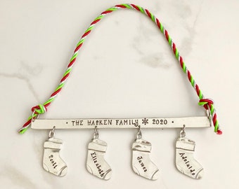 Personalized Ornament, Christmas Stocking Ornament, Personalized Family Ornament, 2024 Holiday Ornament, Family Keepsake Ornament