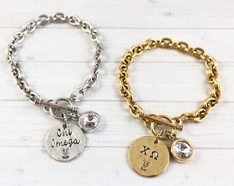 Chi Omega Bracelet, Chi Omega Jewelry, Chi O Bracelet, Big Little Gift, Sorority Initiation Gift, Sorority Christmas Gift