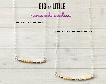 Big Sis Morse Code Necklace, Little Sis Morse Code Necklace, Sorority Jewelry, Big Little Necklace, Sorority Necklace, Sorority Bid Day Gift