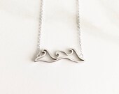 Wave Necklace, Sterling Silver Wave Necklace, Beach Lover Gift, Bridesmaid Gift, Girlfriend Gift, Ocean Lover Gift, Destination Wedding