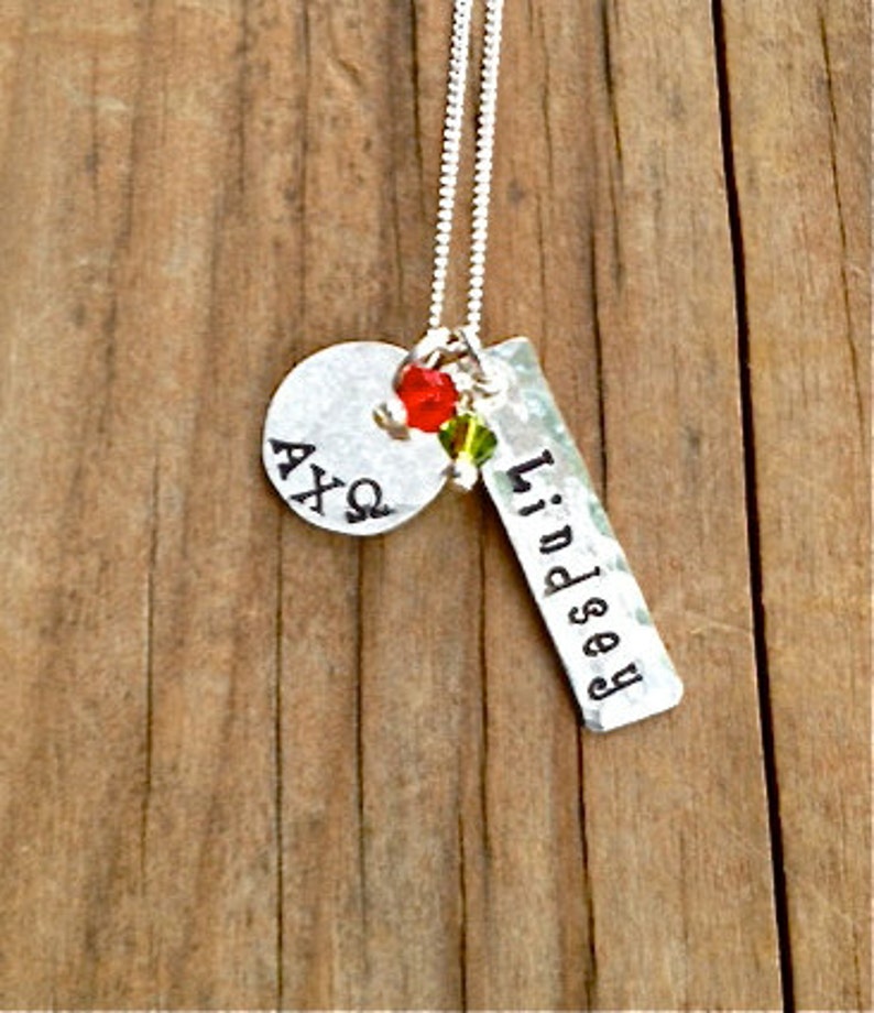 Alpha Chi Omega Necklace Alpha Chi Omega Jewelry Sorority Lavalier Necklace Big Sis Little Sis Sorority Jewelry image 2