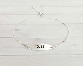 Chi Omega Bracelet - Chi Omega Jewelry - Ajustable Bolo Bracelet - ChiO Adjustable Sorority Jewelry - Big Sis Little Sis Gift