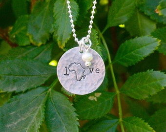 I Love Africa Necklace, Sterling Silver, Adoption Necklace, Mother's Gift, Gotcha Day, Missionary Gift, Africa Trip Gift