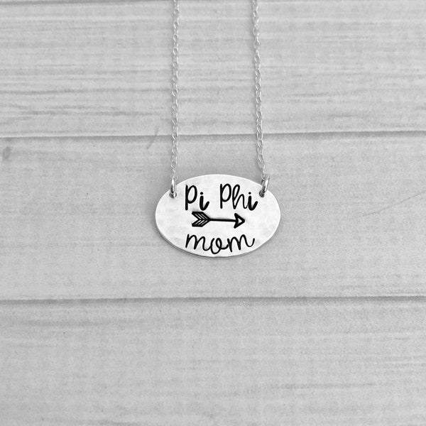 Pi Phi Mom Necklace, Pi Beta Phi Necklace, Pi Beta Phi Jewelry, Sorority Jewelry, Sorority Necklace, Sorority Mom Gift