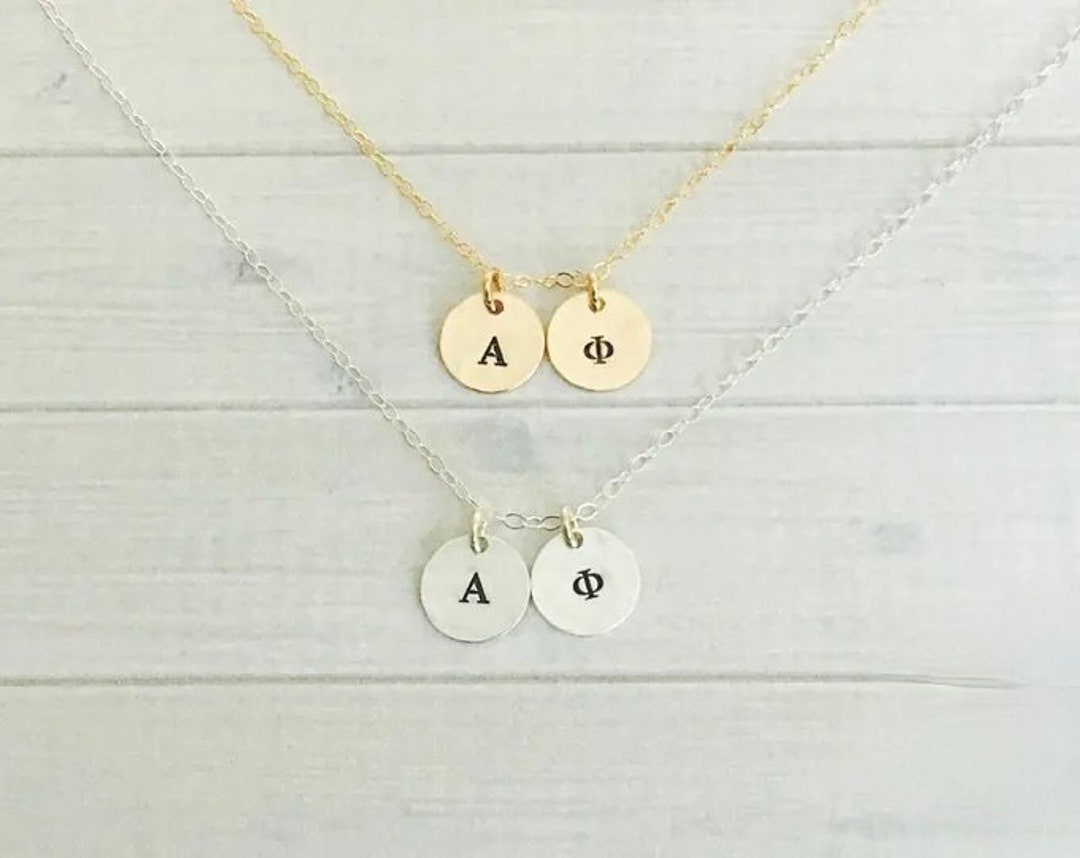 Alpha Phi Necklace Alpha Phi Jewelry Alpha Phi Disc Etsy