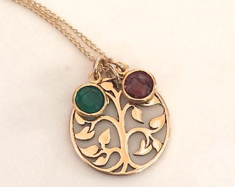 Family Tree Necklace, Mother's Necklace, Birthstone Necklace, Family Tree Jewelry. Mother's Day Gift, Mother's Day Necklace