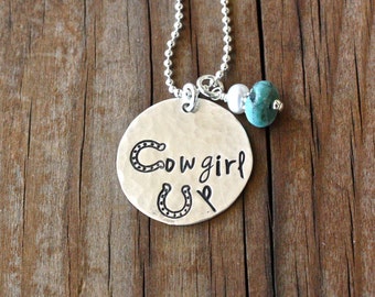 Cowgirl Up Necklace, Sterling Silver, Cowgirl Necklace, Rodeo Necklace, Texas Jewelry, Southern Jewelry, Western Necklace, Cowgirl Gift