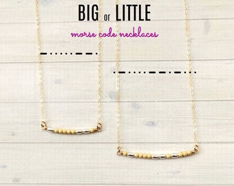 Little Sis Morse Code Necklace, Big Sis Morse Code Necklace, Sorority Jewelry, Big Little Necklace, Sorority Necklace, Sorority Bid Day Gift