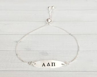 Alpha Delta Pi Bracelet - Alpha Delta Pi Jewelry - ADPi Bracelet - Adjustable Bolo Bracelet - Sorority Jewelry - Big Sis Little Sis Gift