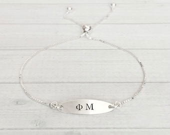 Phi Mu Bracelet - Phi Mu Jewelry - Ajustable Bolo Bracelet - Adjustable Sorority Bracelet - Big Little Gift - Sorority Graduation Gift