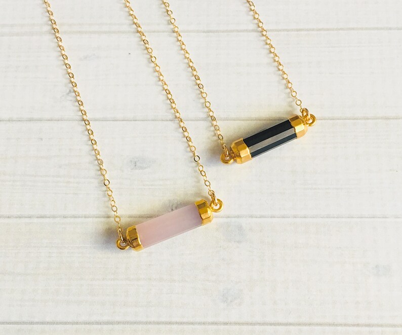 Faceted Gemstone Necklace Stocking Stuffer Gold Necklace Gemstone Necklace Christmas Gift for Her Layering Necklace Boho Necklace
