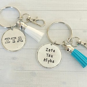 Zeta Tau Alpha Key Chain, ZTA Key Chain, Sorority Key Chain, Tassel Key Chain, Sorority Gift, Big Little Gift, Sorority Bid Day Gift