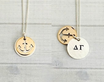 Delta Gamma Necklace - Delta Gamma Jewelry - DG Necklace - Delta Gamma Anchor Sorority Necklace - Sorority Jewelry - Big Little Jewelry