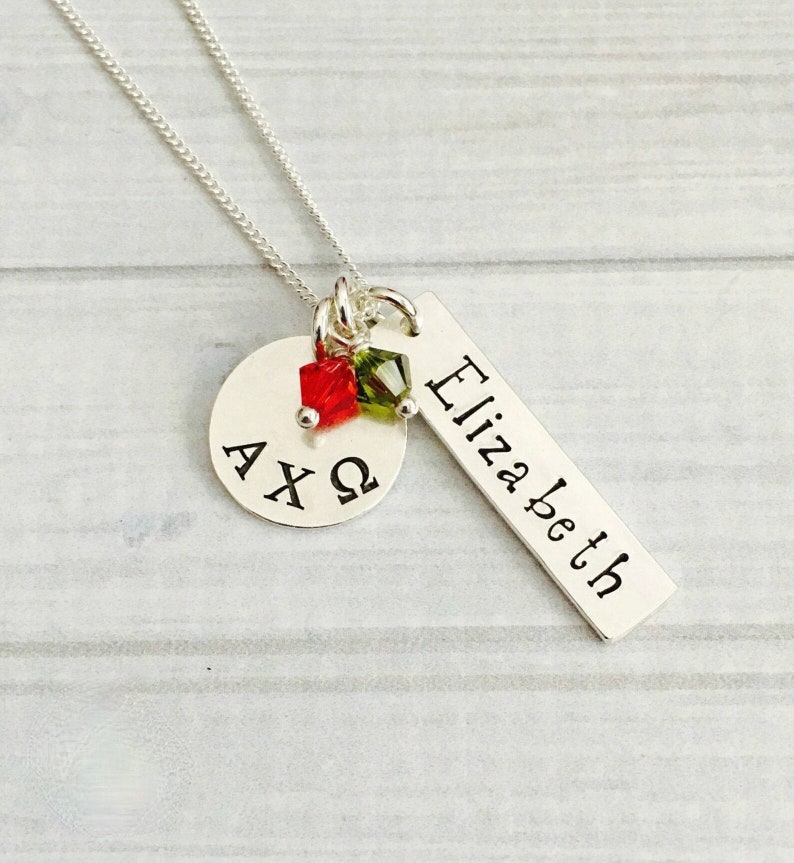 Alpha Chi Omega Necklace Alpha Chi Omega Jewelry Sorority Lavalier Necklace Big Sis Little Sis Sorority Jewelry image 1