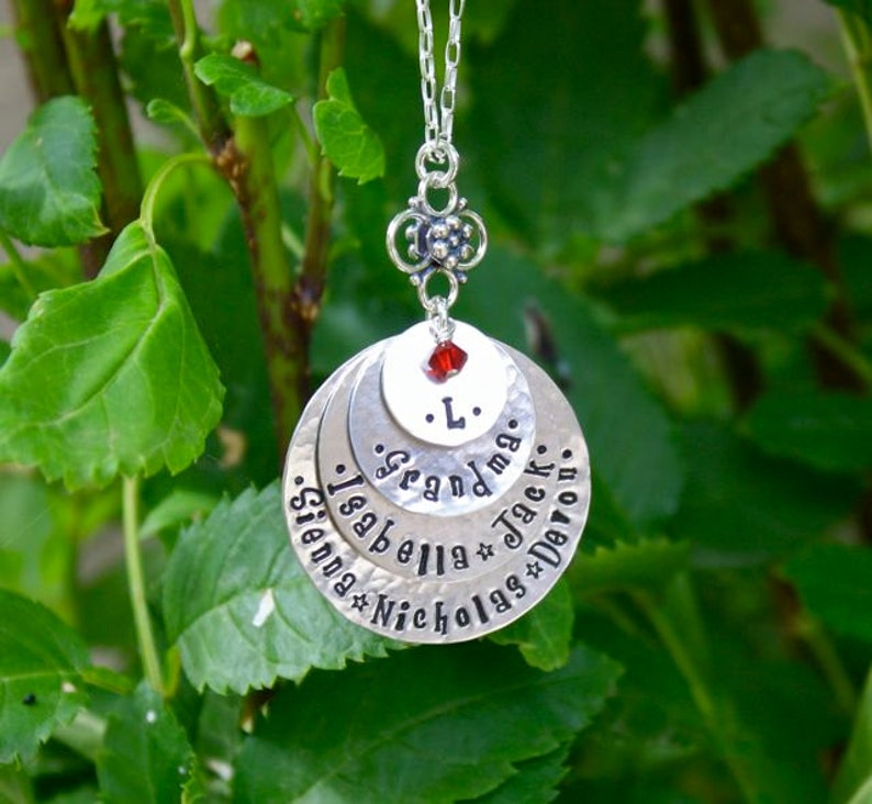 Hand Stamped Necklace, Personalized Mom Jewelry, Grandma Jewelry, Mother's Day Gift, Mother's Day Gift for Grandma image 5