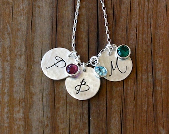 Personalized Initial Necklace, Monogram Necklace, Birthstone Jewelry, Custom Initial Necklace, Personalized Mother's Day Gift