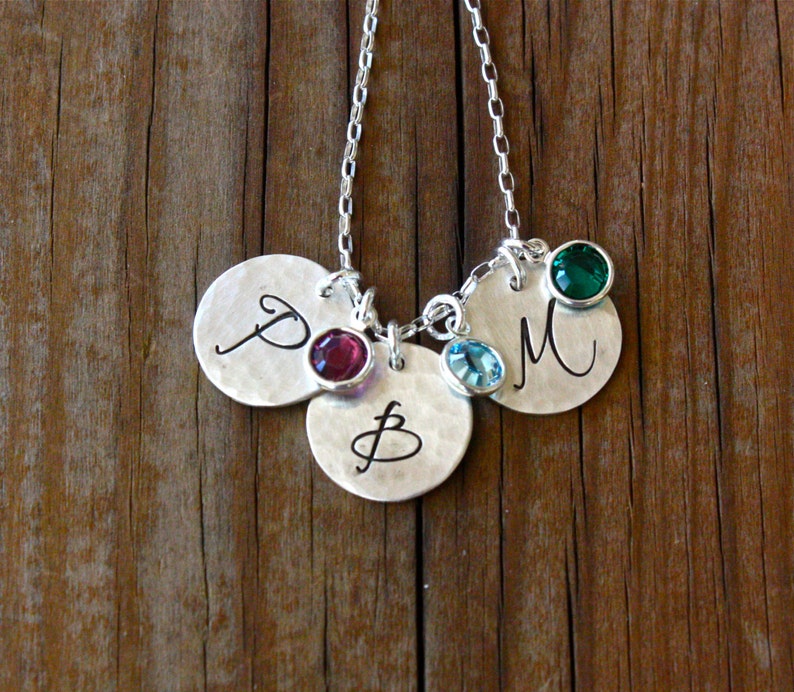 Personalized Initial Necklace, Monogram Necklace, Birthstone Jewelry, Custom Initial Necklace, Personalized Mother's Day Gift image 1