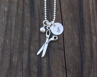 Hair Stylist Necklace - Hair Dresser Jewelry - Seamstress Necklace - Hair Stylist Jewelry - Scissors Jewelry - Hair Stylist Gift