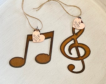 Musical Note Ornament, Treble Clef Ornament, Beamed Eighth Note Ornament, Musical Symbol Ornament, 2023 Ornament, Music Lover Keepsake