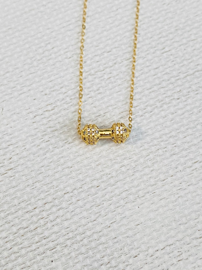 Collier haltère, bijoux d'entraînement, collier femme forte, collier de fitness, bijoux d'haltérophilie, cadeau d'entraînement pour rat de gym, cadeau de fête des mères Gold