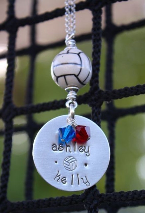 Items similar to Custom Volleyball Necklace Hand Stamped Custom