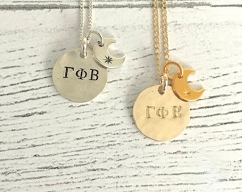 Gamma Phi Beta Necklace - Gamma Phi Beta Jewelry - Gamma Phi Crescent - Sorority Necklace - Sorority Jewelry - Big Sis Little Sis Gift