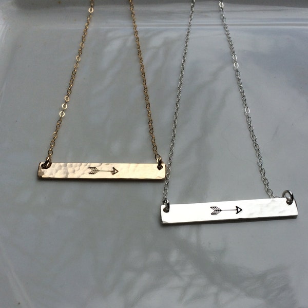 Arrow Necklace - Follow Your Arrow - Arrow Jewelry - Gold Bar Necklace - Silver Bar Necklace - Pi Beta Phi Arrow Necklace