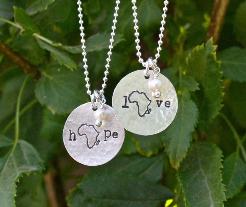 I Love Africa Necklace, Sterling Silver, Adoption Necklace, Mother's Gift, Gotcha Day, Missionary Gift, Africa Trip Gift image 2