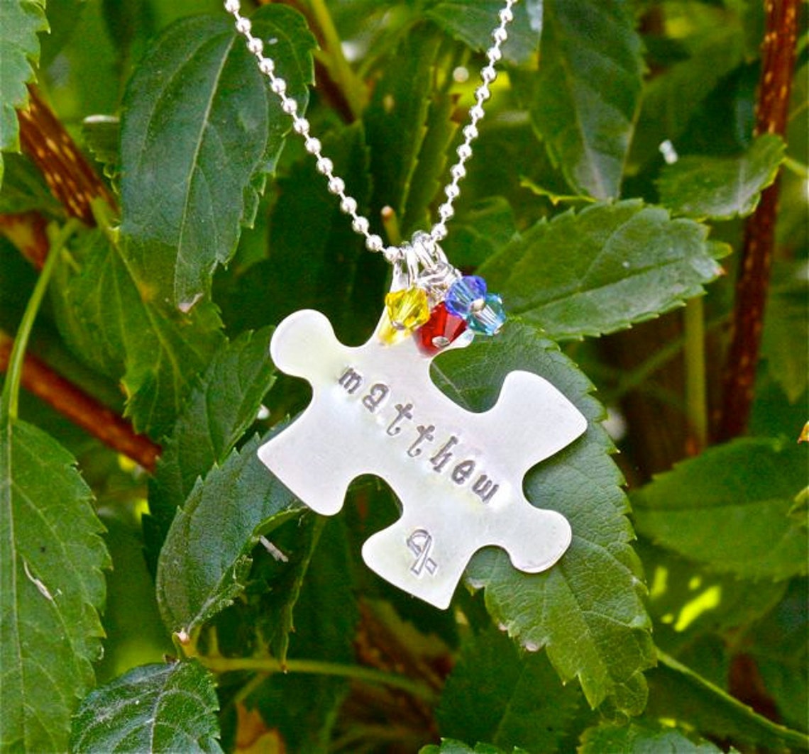 Autism Necklace Autism Puzzle Necklace love has no words Etsy