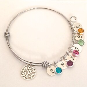 Birthstone Bracelet, Silver Mother&#39;s Bracelet, Family Tree Jewelry, Mother&#39;s Day Gift, Mother&#39;s Day Bracelet