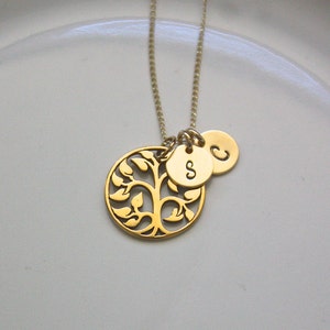 Family Tree Necklace, Initial Mom Necklace, Mom Jewelry, Family Tree Jewelry, Mother&#39;s Day Necklace, Mother&#39;s Day Gift