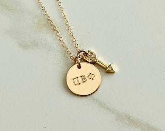 Pi Beta Phi Necklace, Pi Beta Phi Jewelry, Pi Phi Arrow Jewelry, Sorority Initiation Gift, Big Sis Little Sis Gift, Big Little Jewelry