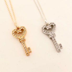 Kappa Kappa Gamma Necklace, Gold Key, Silver Key, Sorority Jewelry, Kappa Key Jewelry, Kappa Bid Day Gift, Kappa Initiation Gift